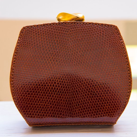 Vintage De Vecchi Small Genuine Lizard Clutch - Picture 1 of 15